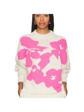 ESSENTIEL ANTWERP Garcon Jacquard Knitted Pullover Sweater Pink White Small S